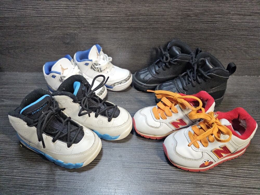 Lot Of 4 Baby Toddler Shoes Nike Jordan Retro New Balance 4C 5C 6C Elmo